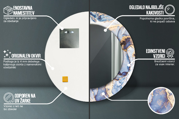 Abstraktné tekuté umenie Okrúhle dekoračné zrkadlo