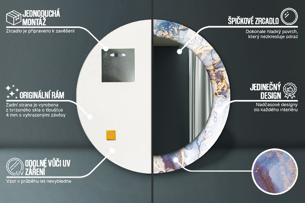Abstraktné tekuté umenie Okrúhle dekoračné zrkadlo
