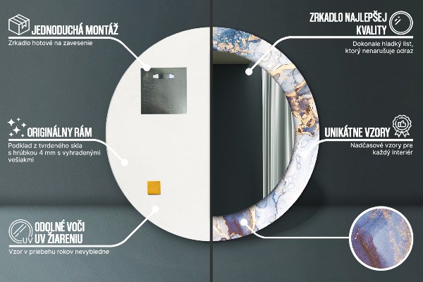 Abstraktné tekuté umenie Okrúhle dekoračné zrkadlo