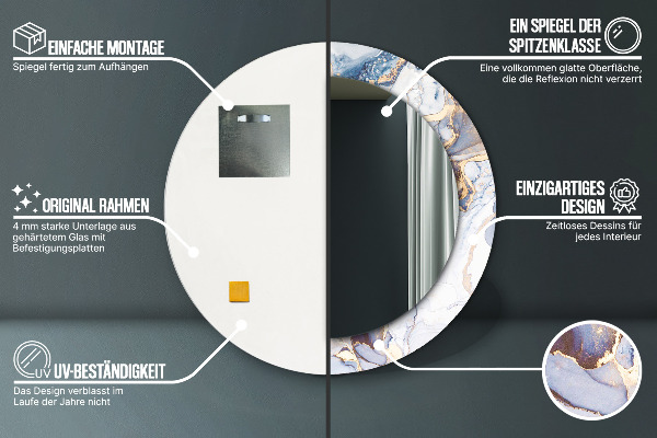 Abstraktné tekuté umenie Okrúhle dekoračné zrkadlo