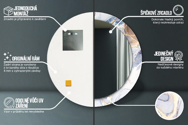 Abstraktné tekuté umenie Okrúhle dekoračné zrkadlo
