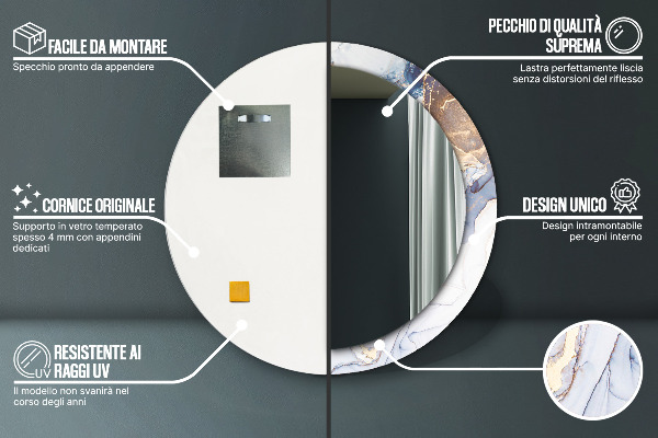 Abstraktné tekuté umenie Okrúhle dekoračné zrkadlo