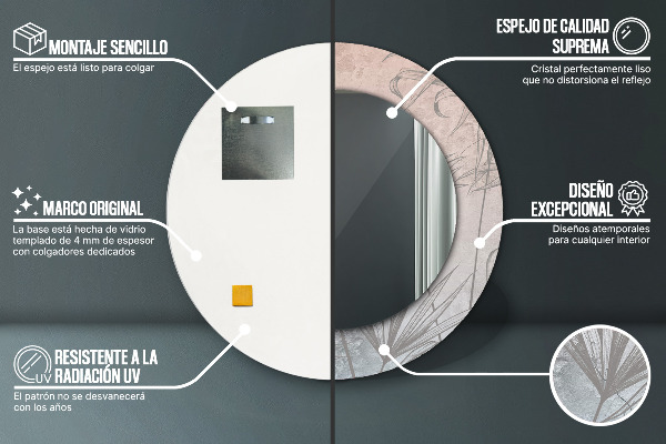 Tropické kvety Okrúhle dekoračné zrkadlo na stenu