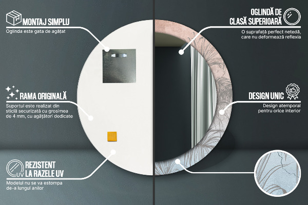 Tropické kvety Okrúhle dekoračné zrkadlo na stenu