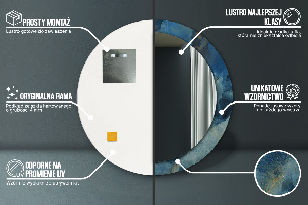 Mramorový onyx Okrúhle zrkadlo s motívom