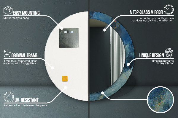 Mramorový onyx Okrúhle zrkadlo s motívom