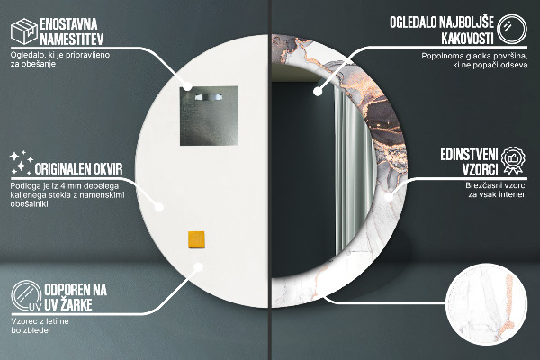 Abstraktná tekutina Okrúhle dekoračné zrkadlo na stenu