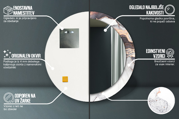 Abstraktná tekutina Okrúhle dekoračné zrkadlo na stenu