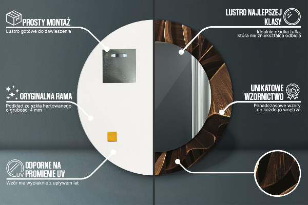 Hnedé banánové listy Okrúhle dekoračné zrkadlo na stenu