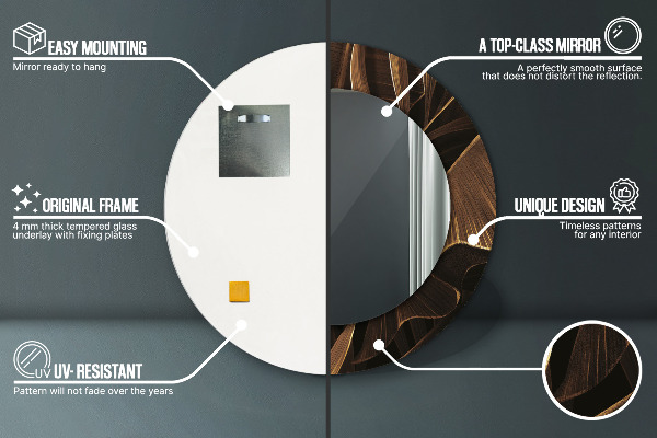 Hnedé banánové listy Okrúhle dekoračné zrkadlo na stenu