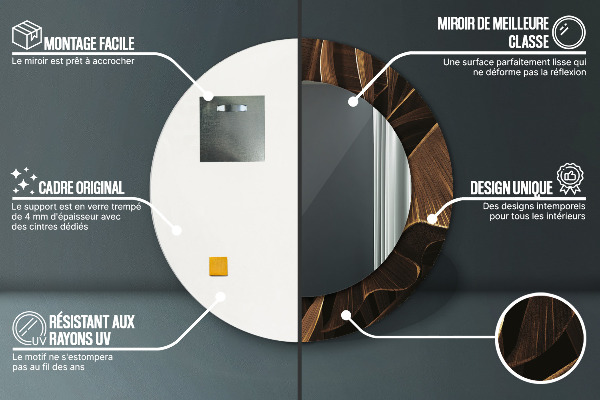 Hnedé banánové listy Okrúhle dekoračné zrkadlo na stenu