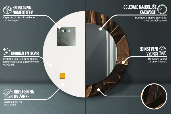 Hnedé banánové listy Okrúhle dekoračné zrkadlo na stenu