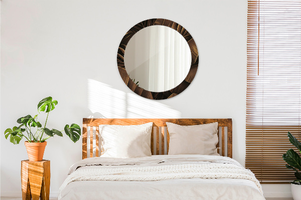 Hnedé banánové listy Okrúhle dekoračné zrkadlo na stenu