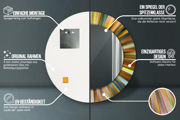 Abstraktný radiálny vzor Okrúhle dekoračné zrkadlo