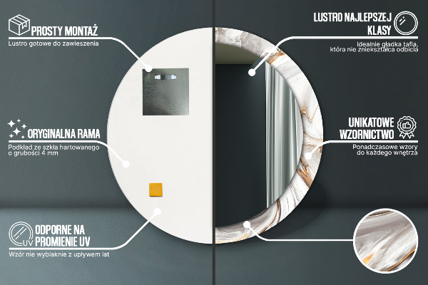 Jasný mramor Okrúhle dekoračné zrkadlo