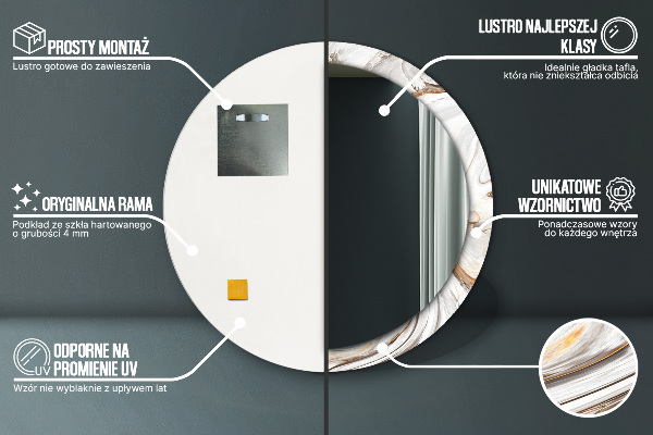 Jasný mramor Okrúhle dekoračné zrkadlo