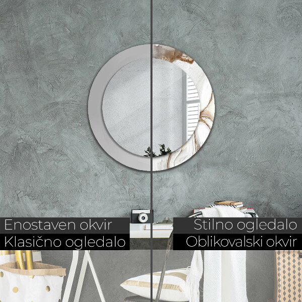 Jasný mramor Okrúhle dekoračné zrkadlo