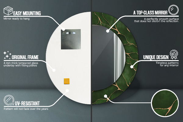 Abstraktný list Okrúhle zrkadlo s motívom