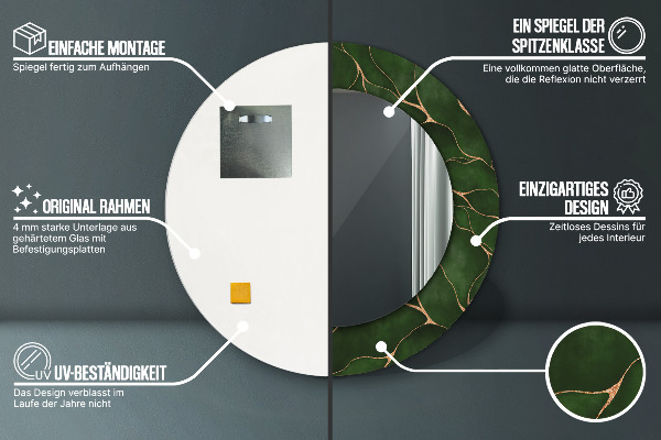 Abstraktný list Okrúhle zrkadlo s motívom