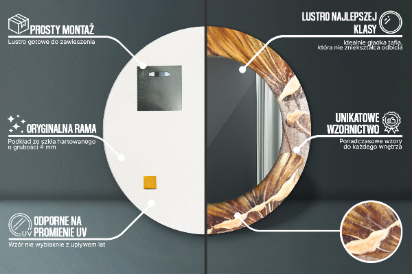 Zlaté listy Okrúhle zrkadlo s motívom