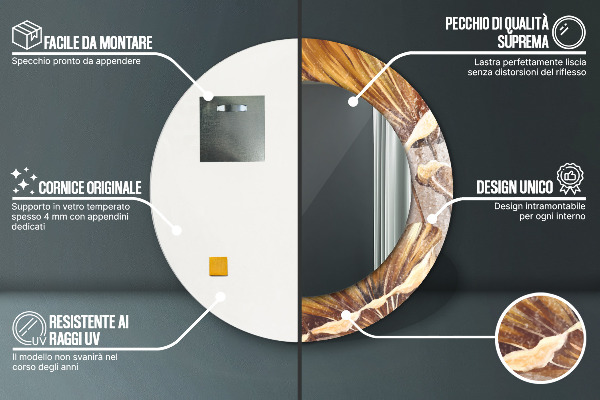 Zlaté listy Okrúhle zrkadlo s motívom