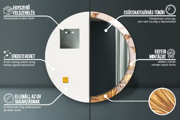 Zlaté listy Okrúhle zrkadlo s motívom