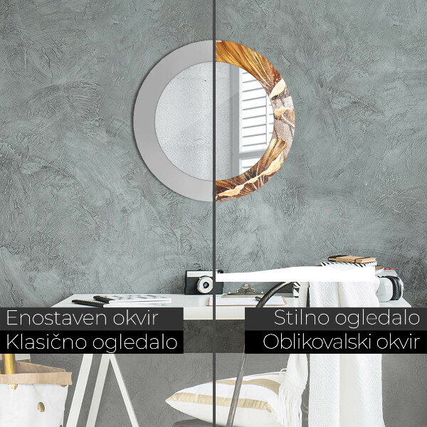 Zlaté listy Okrúhle zrkadlo s motívom