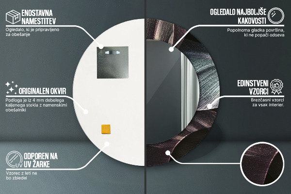 Tmavé tropické listy Okrúhle zrkadlo s motívom