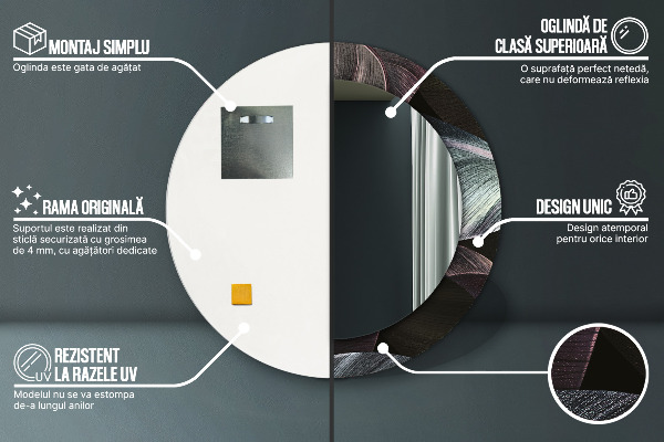 Tmavé tropické listy Okrúhle zrkadlo s motívom