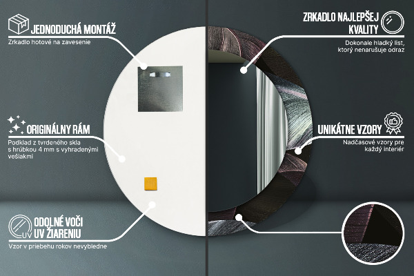 Tmavé tropické listy Okrúhle zrkadlo s motívom