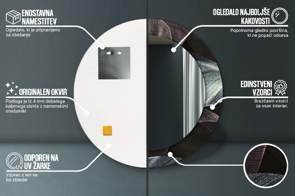 Tmavé tropické listy Okrúhle zrkadlo s motívom