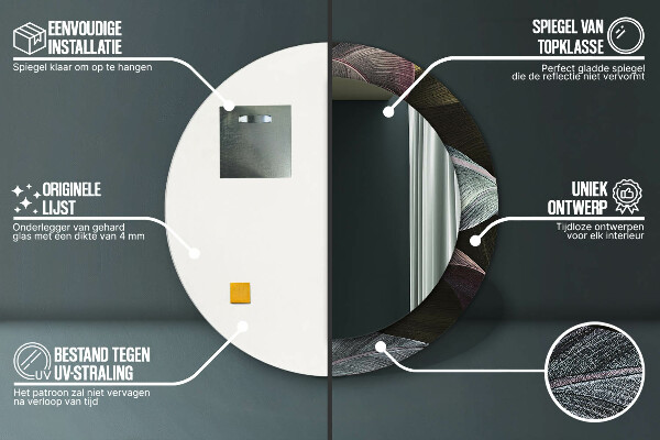 Tmavé tropické listy Okrúhle zrkadlo s motívom