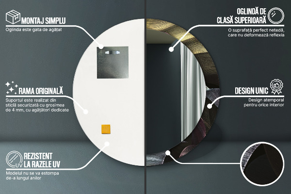 Tmavé tropické listy Okrúhle zrkadlo s motívom