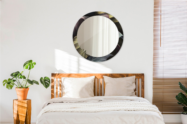 Tmavé tropické listy Okrúhle zrkadlo s motívom