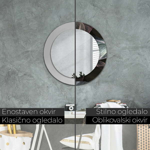 Tmavé tropické listy Okrúhle zrkadlo s motívom