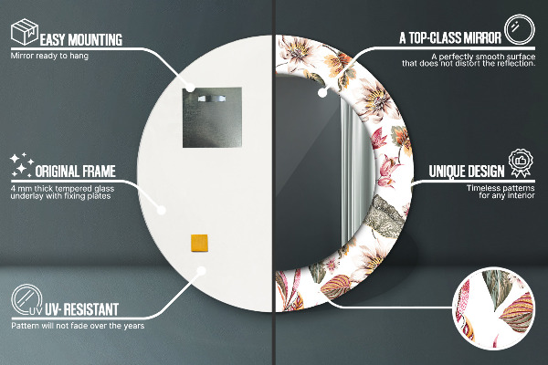 Kvety Okrúhle dekoračné zrkadlo