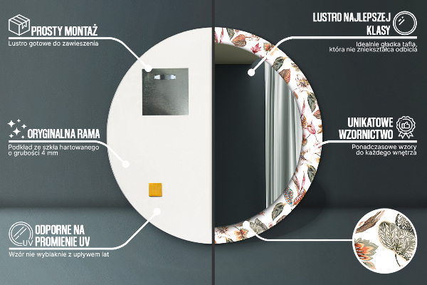 Kvety Okrúhle dekoračné zrkadlo