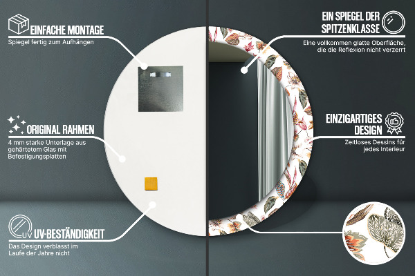 Kvety Okrúhle dekoračné zrkadlo