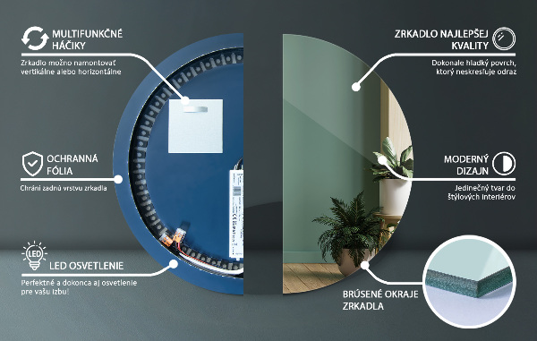 Okrúhle zrkadlo s osvetlením fi 100 cm