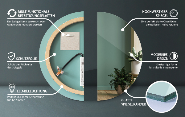 Zrkadlo do kupelne okrúhle s led osvetlením fi 50 cm