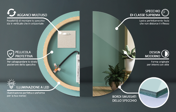 Okrúhle kúpeľňové zrkadlo s osvetlením fi 60 cm