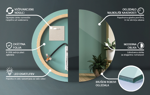 Okrúhle kúpeľňové zrkadlo s osvetlením fi 60 cm