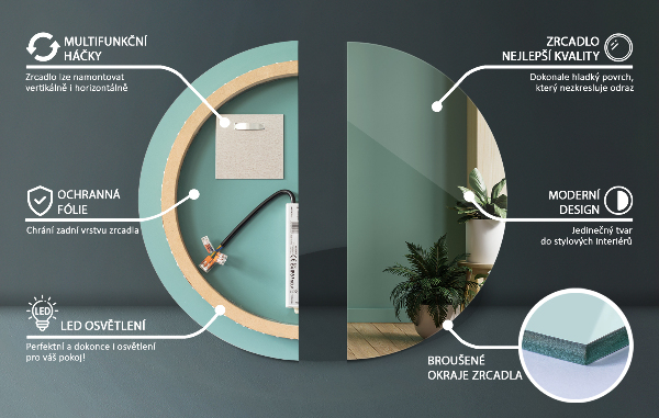 Zrkadlo do kupelne okrúhle s led osvetlením fi 80 cm