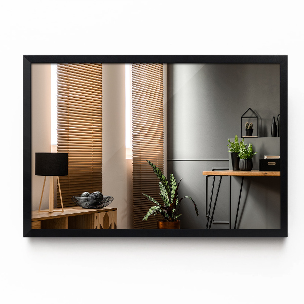 Obdĺžnikové dizajnové zrkadlo v čiernom ráme 100x70 cm