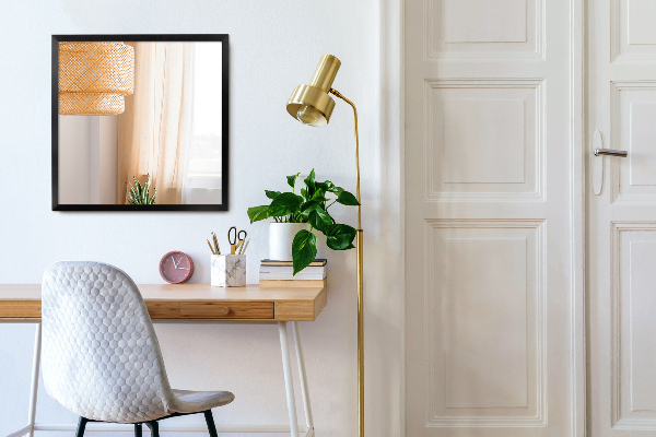 Obdĺžnikové zrkadlo do kupelne v čiernom ráme 50x50 cm