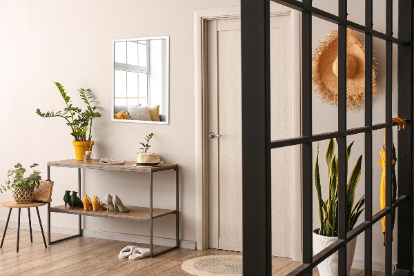 Moderné obdĺžnikové kúpeľňové zrkadlo v bielom ráme 60x40 cm