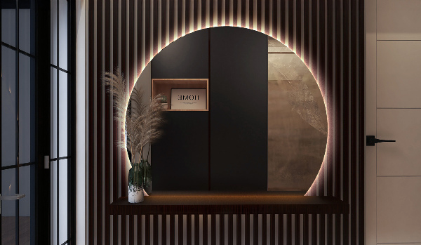 Zrkadlo so zrezaným kruhom dekoratívne LED 70x80 cm