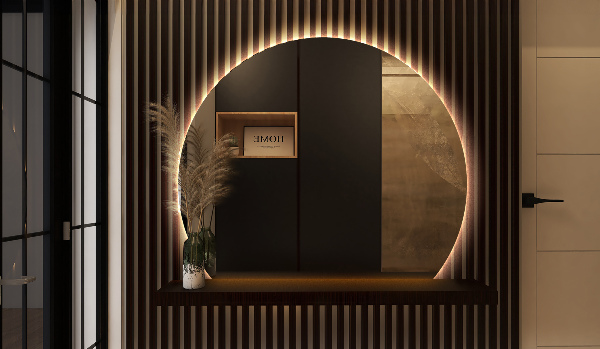 Zrkadlo so zrezaným kruhom dekoratívne LED 70x80 cm