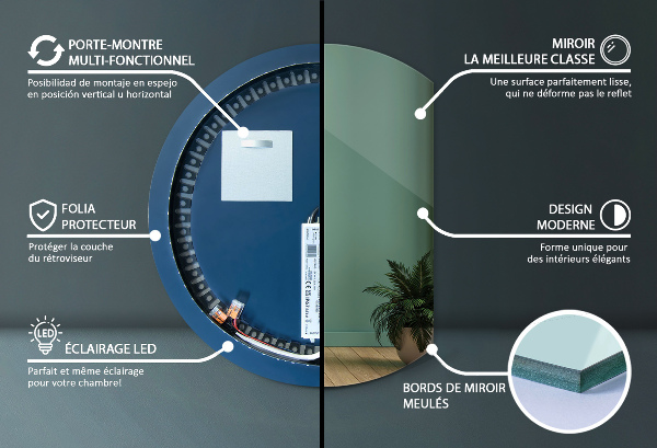 Zrkadlo s vyrezanou stranou moderné s led podsvícením 74x90 cm
