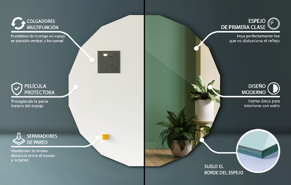 Polygonálne zrkadlo moderný doplnok 100x100 cm